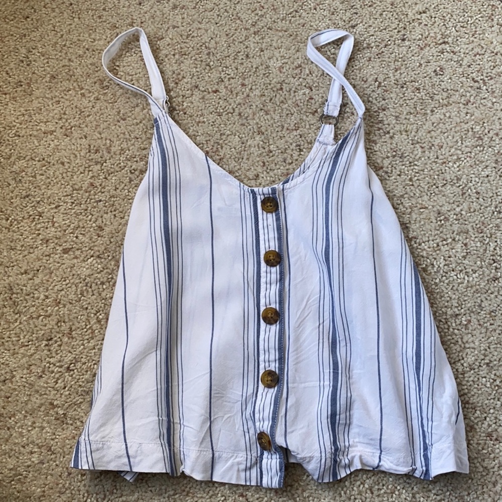 Hollister Blue and White Tank Top